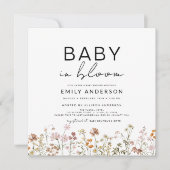 Wildblume Baby in Bloom Baby Dusche Terracotta Einladung (Vorderseite)