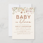 Wildblume Baby in Bloom Baby Dusche Terracotta Einladung (Vorderseite)