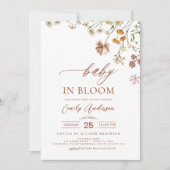 Wildblume Baby in Bloom Baby Dusche Terracotta Einladung (Vorderseite)