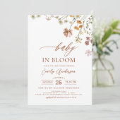 Wildblume Baby in Bloom Baby Dusche Terracotta Einladung (Stehend Vorderseite)
