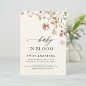 Wildblume Baby in Bloom Baby Dusche Terracotta Einladung (Stehend Vorderseite)
