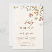 Wildblume Baby in Bloom Baby Dusche Terracotta Einladung (Vorderseite)