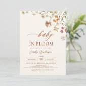 Wildblume Baby in Bloom Baby Dusche Terracotta Einladung (Stehend Vorderseite)