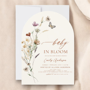 Wildblume Baby in Bloom Baby Dusche Terracotta Einladung