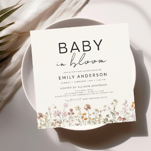 Wildblume Baby in Bloom Baby Dusche Terracotta Einladung