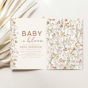Wildblume Baby in Bloom Baby Dusche Terracotta Einladung