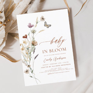 Wildblume Baby in Bloom Baby Dusche Terracotta Einladung