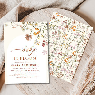 Wildblume Baby in Bloom Baby Dusche Terracotta Einladung