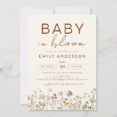 Wildblume Baby in Bloom Baby Dusche Terracotta Einladung (Vorderseite)