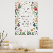 Wildblume Baby in Bloom Baby Dusche Willkommen Poster (Küche)