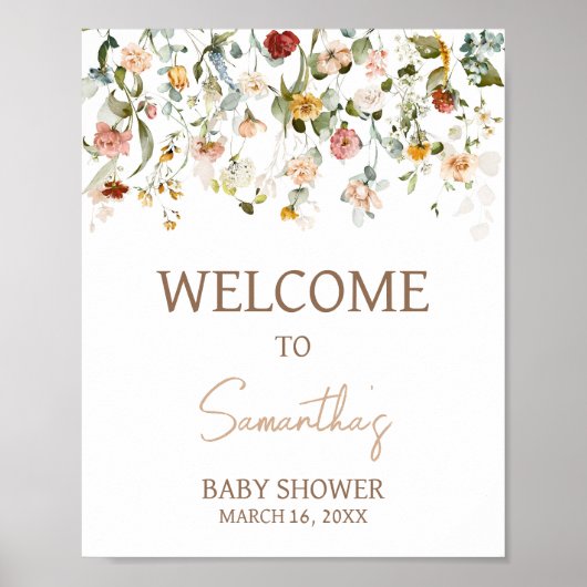 Wildblume Baby in Bloom Baby Dusche Willkommen Poster (Vorne)
