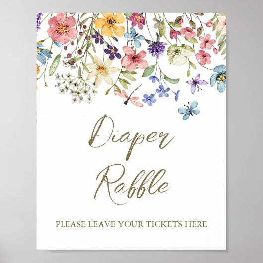 Wildblume Baby in Bloom Baby Dusche Windeln Raffel Poster (Vorne)