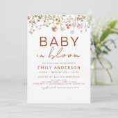 Wildblume Baby in Bloom Baby Duschgarten Einladung (Stehend Vorderseite)