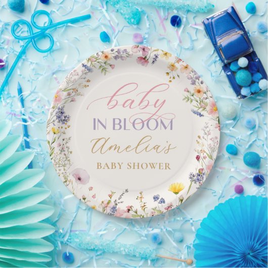 Wildblume Baby in Bloom Baby Duschpapier Teller (Party)
