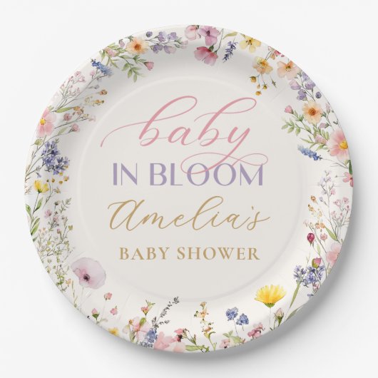 Wildblume Baby in Bloom Baby Duschpapier Teller (Vorderseite)