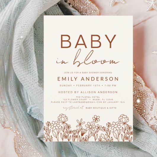Wildblume Baby in Bloom Baby Shower Boho Einladung