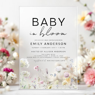 Wildblume Baby in Bloom Baby Shower Boho Garden Acryleinladungen