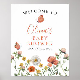 Wildblume Baby in Bloom Babydusche Begrüßung Poster