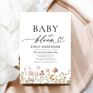 Wildblume Baby in Bloom Boho Babydusche Einladung