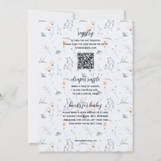 Wildblume Baby in Bloom Boy All in One Dusche Einladung (Rückseite)