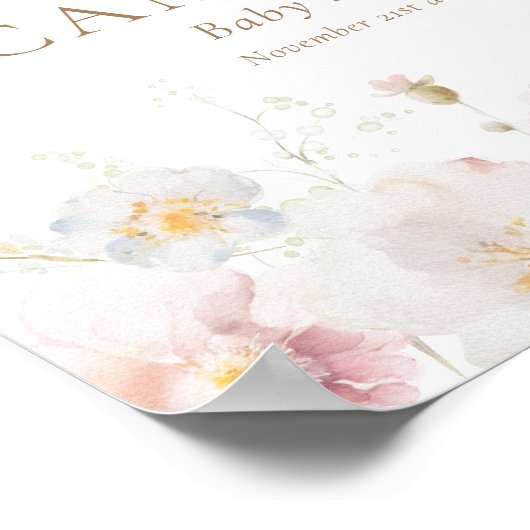 Wildblume Baby in Bloom Boy Baby Dusche Poster (Ecke)