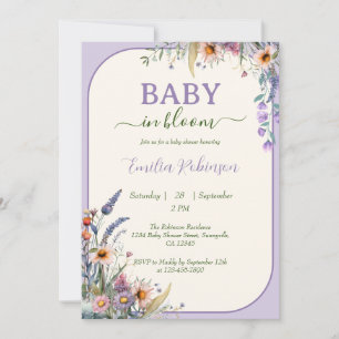 Wildblume Baby in Bloom Dusty Violet Babydusche Einladung