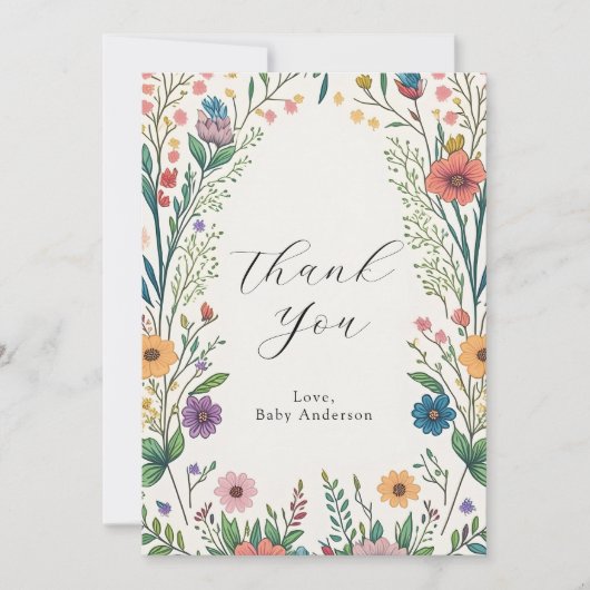 Wildblume Baby in Bloom Flat Vielen Dank Dankeskarte (Vorderseite)