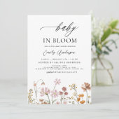Wildblume Baby in Bloom Floral Baby Dusche Einladung (Stehend Vorderseite)