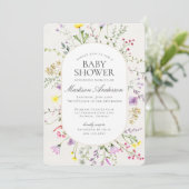 Wildblume Baby in Bloom Floral Baby Dusche Einladung (Stehend Vorderseite)