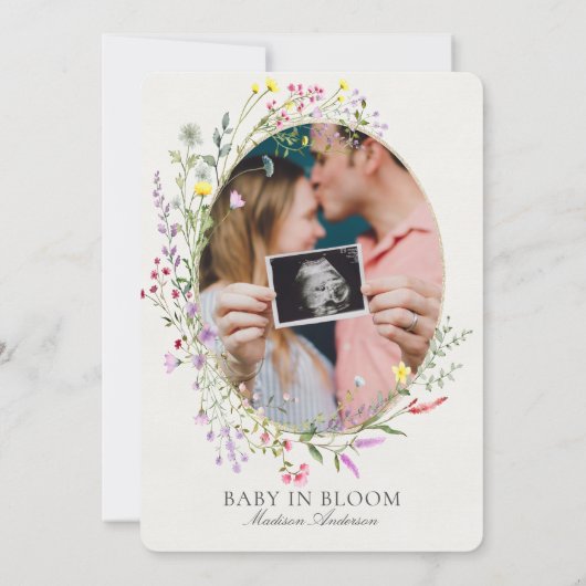 Wildblume Baby in Bloom Floral Baby Dusche Einladung (Rückseite)
