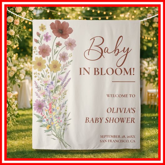 Wildblume Baby in Bloom Floral Boho Babydusche Wandteppich