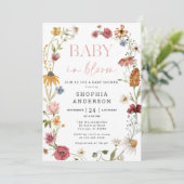 Wildblume Baby in Bloom Girl Babydusche Einladung (Stehend Vorderseite)