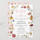 Wildblume Baby in Bloom Girl Babydusche Einladung (Vorne/Hinten)