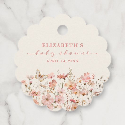 Wildblume Baby in Bloom Girl Babydusche Geschenkanhänger (Rückseite)