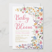 Wildblume Baby in Bloom Girl Dusche Einladung (Vorderseite)