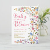 Wildblume Baby in Bloom Girl Dusche Einladung (Stehend Vorderseite)