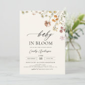 Wildblume Baby in Bloom Kinderdusche Terracotta in Einladung (Stehend Vorderseite)