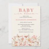Wildblume Baby in Bloom Pink Einladung (Vorderseite)