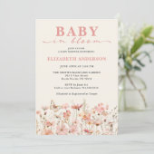 Wildblume Baby in Bloom Pink Einladung (Stehend Vorderseite)