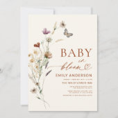 Wildblume Baby in Bloom Terracotta Kinderdusche Einladung (Vorderseite)