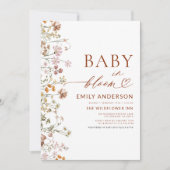 Wildblume Baby in Bloom Terracotta Kinderdusche Einladung (Vorderseite)