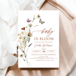 Wildblume Baby in Bloom Terracotta Kinderdusche Einladung
