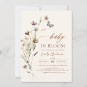 Wildblume Baby in Bloom Terracotta Kinderdusche Einladung (Vorderseite)