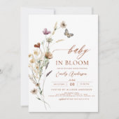 Wildblume Baby in Bloom Terracotta Kinderdusche Einladung (Vorderseite)