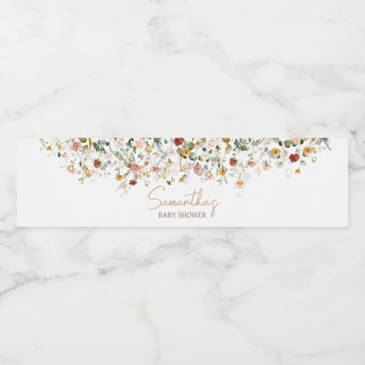 Wildblume Baby in Bloom Wasserflaschenetikett (Einzelnes Label)