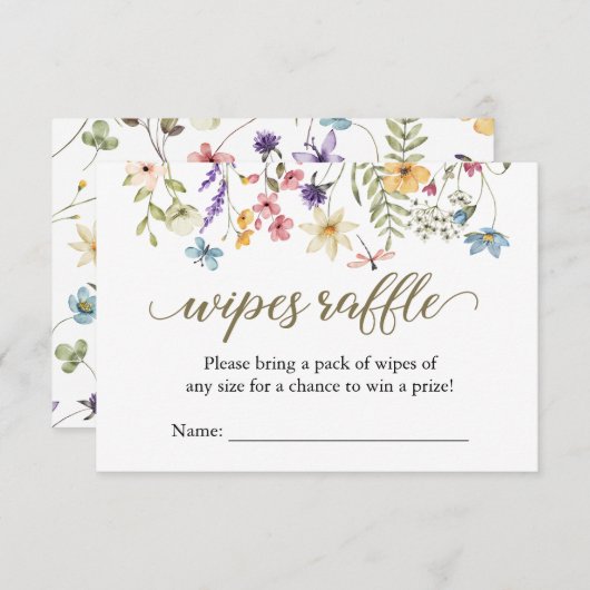 Wildblume Baby in Bloom Wipes Raffcard Einladung (Vorne/Hinten)