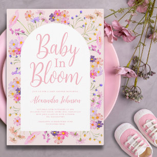 Wildblume Baby in blühender Mädchendusche Einladung