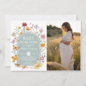 Wildblume Baby in Blütendusche Einladung (Vorderseite)