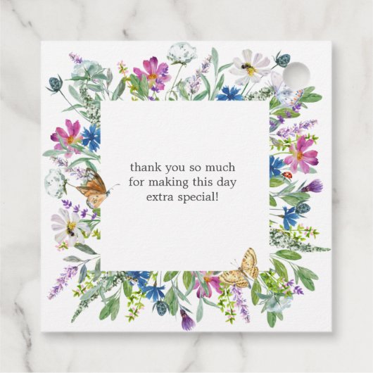 Wildblume Baby in Blütendusche Geschenkanhänger (Rückseite)