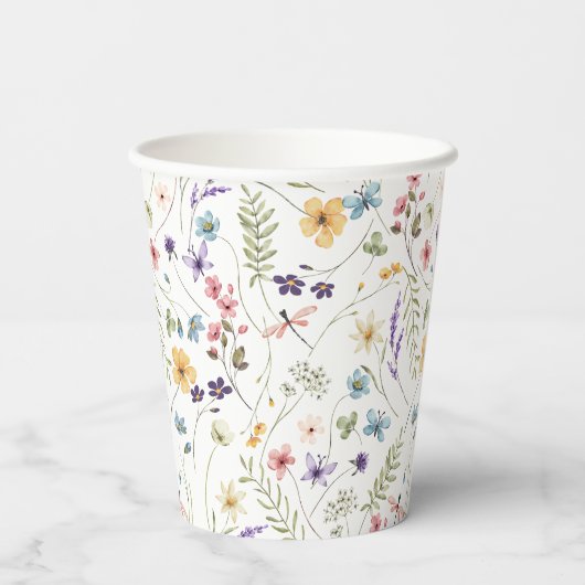 Wildblume Baby in Blütendusche Pappbecher (Rückseite)